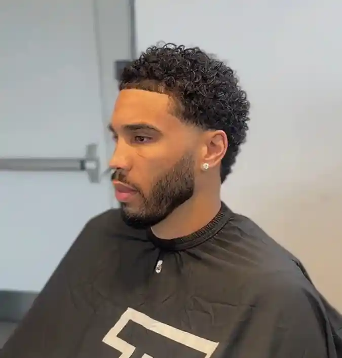 Curly High-Top Fade with Sharp Line-Up