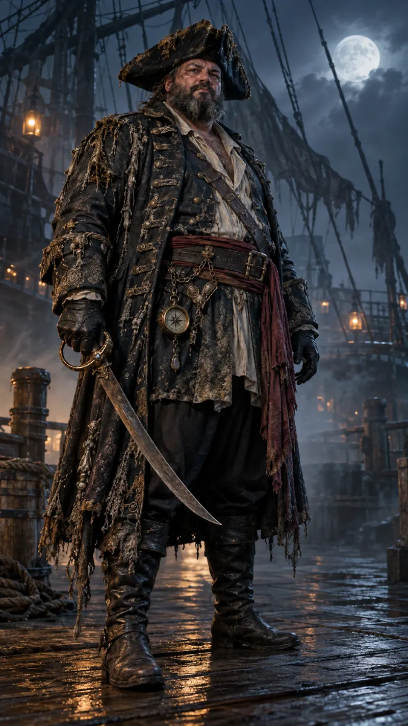 Cursed Pirate Captain Costume for Plus Size Men