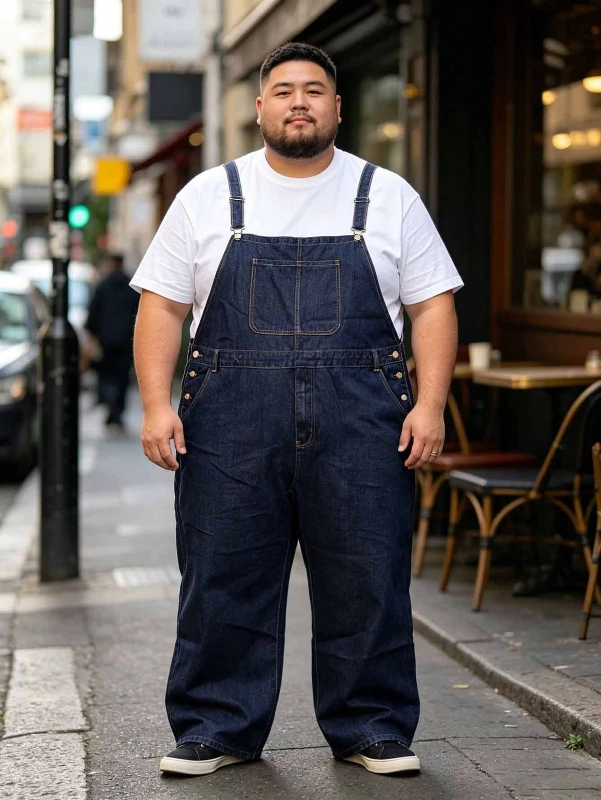 Dark Blue Overalls and White T-Shirt
