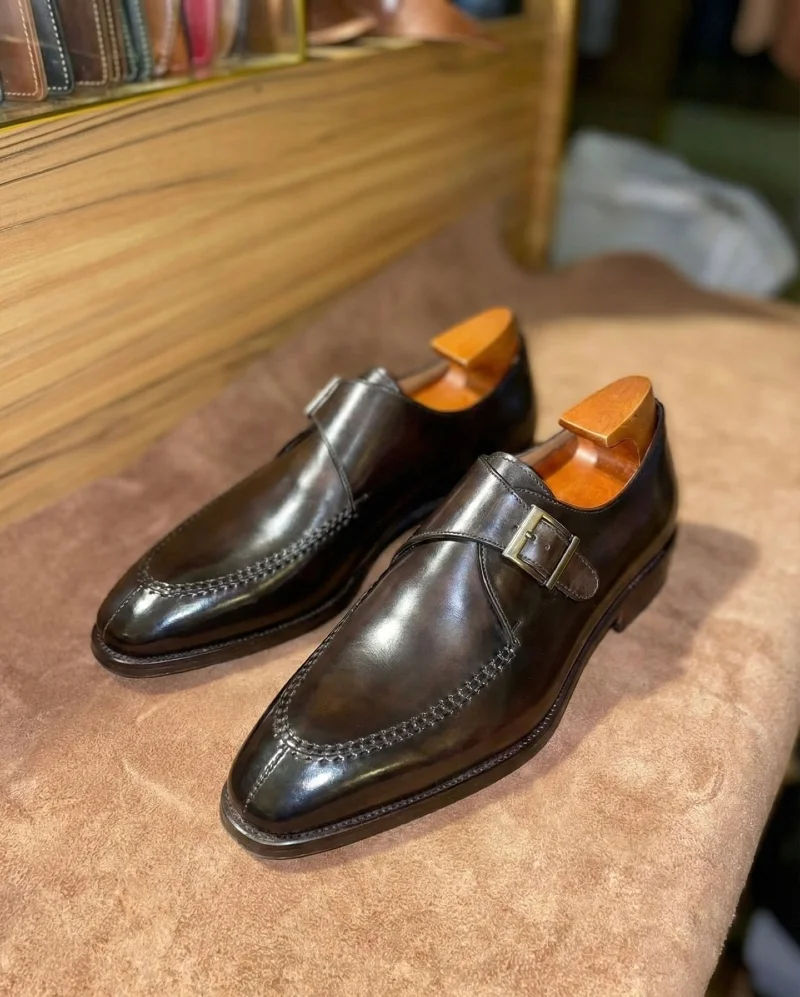 Dark Brown Single Monk Strap Shoes