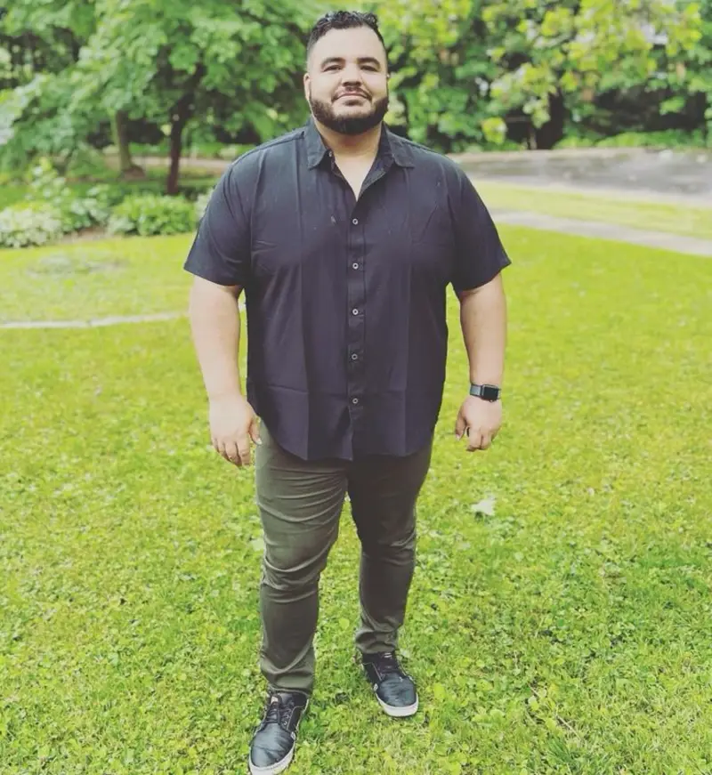 Dark Button Down With Fitted Olive Chinos