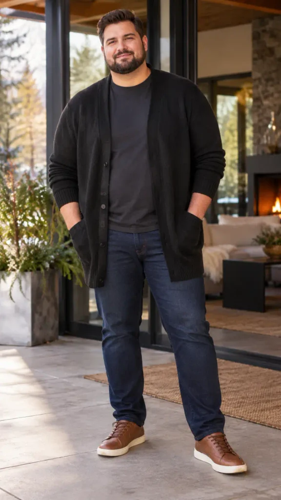 Dark Chunky Cardigans and Classic Denim