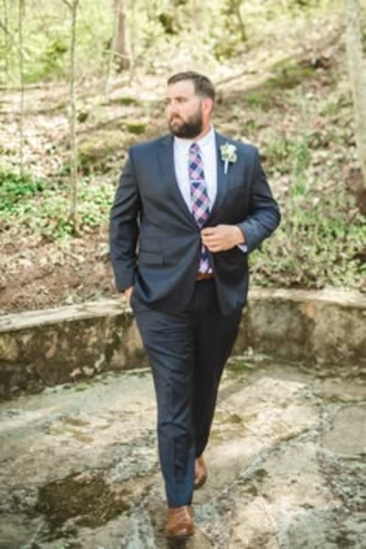 Dark Navy Suit With Plaid Tie