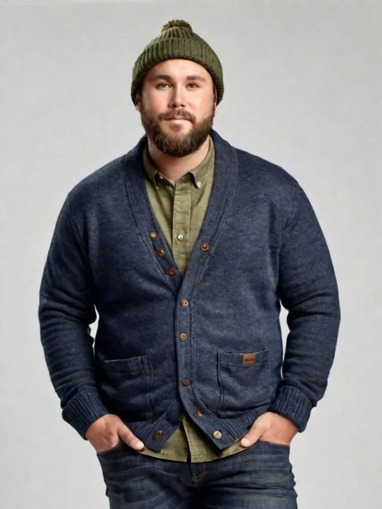 Dark Shawl Collar And Earthy Green Accents