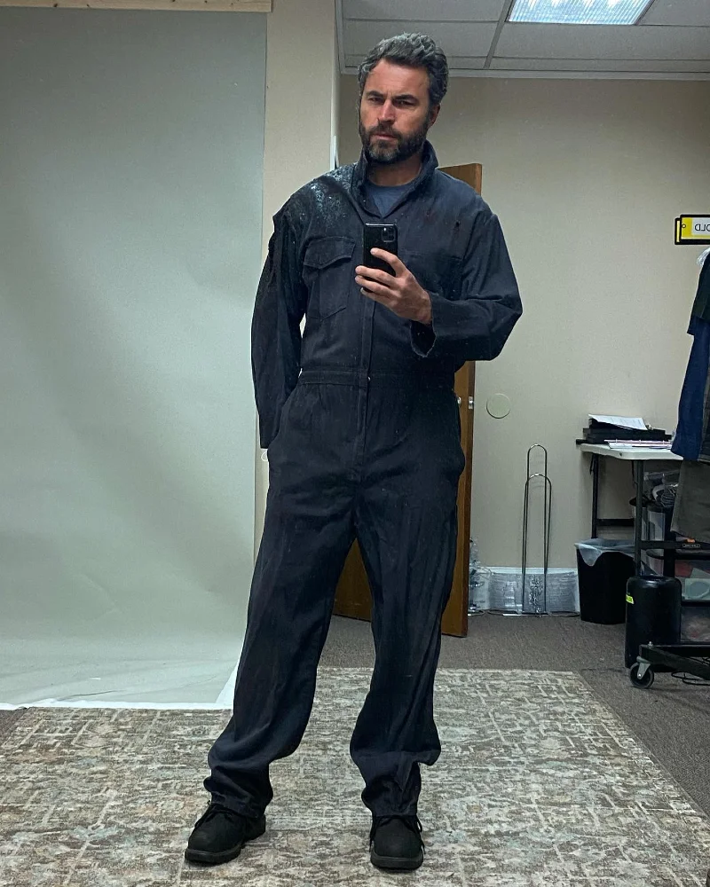 Dark Work Coveralls, Gray T-Shirt
