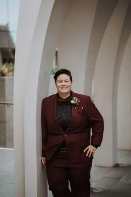 Deep Burgundy Suit With Black Shirt