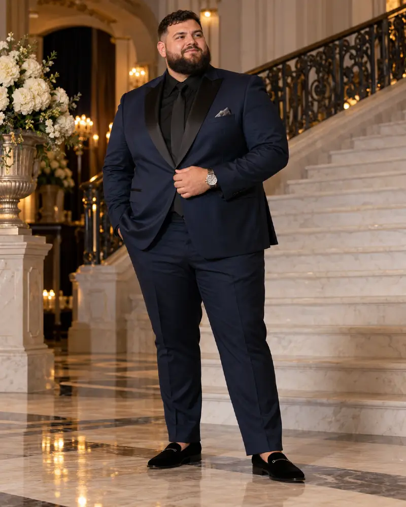 Deep Navy Tuxedo With Black Satin Lapels
