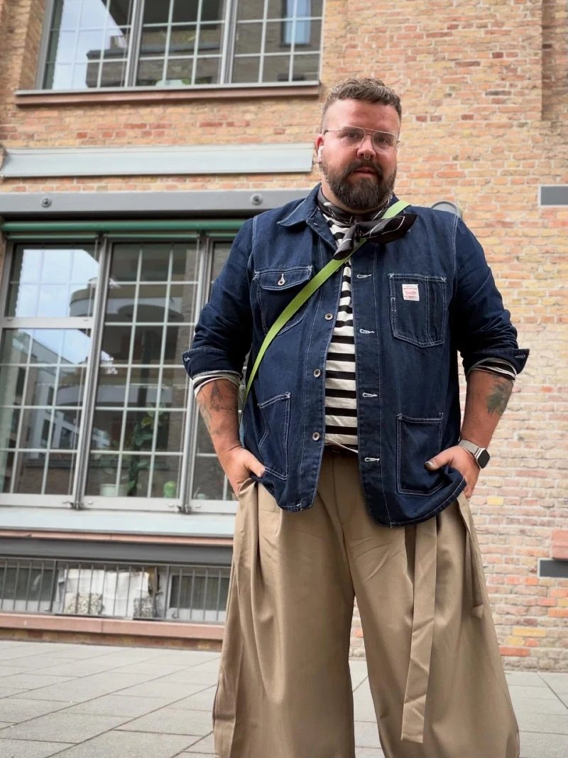Denim Chore Jacket With Striped Tee