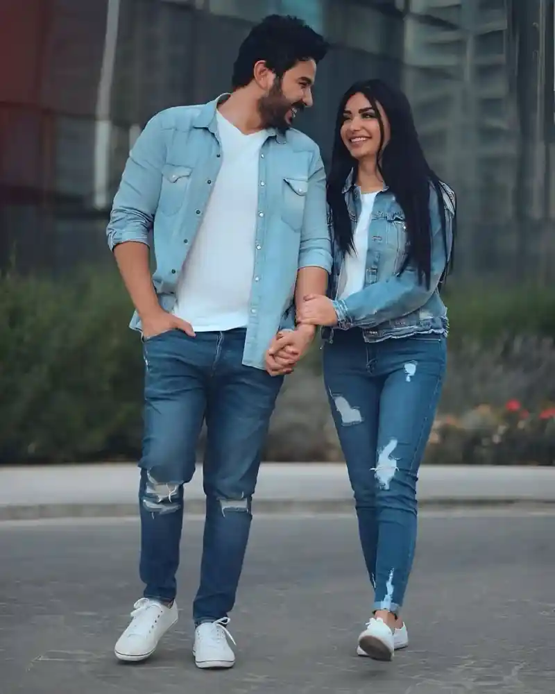 Denim Shirt, White T-Shirt, and Distressed Jeans