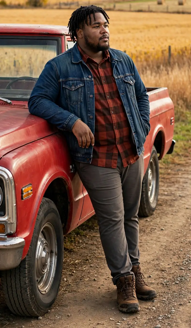 Denim Trucker & Buffalo Plaid Pairing