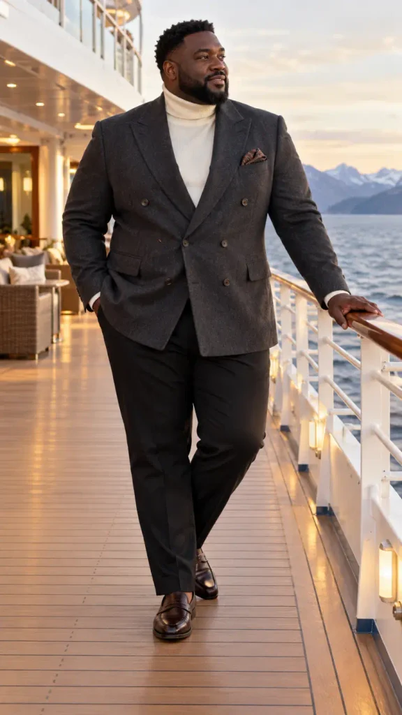 Double Breasted Charcoal Blazer and Crisp White Knit