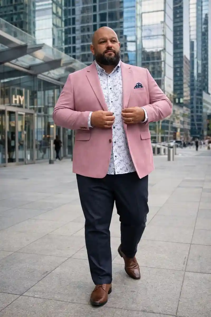 Dusty Rose Blazer and Floral Shirt