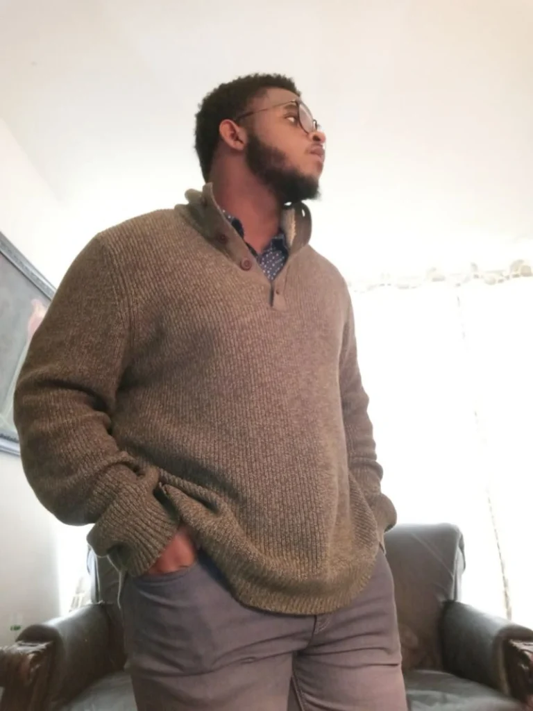 Earthy Brown Knit And Structured Collar