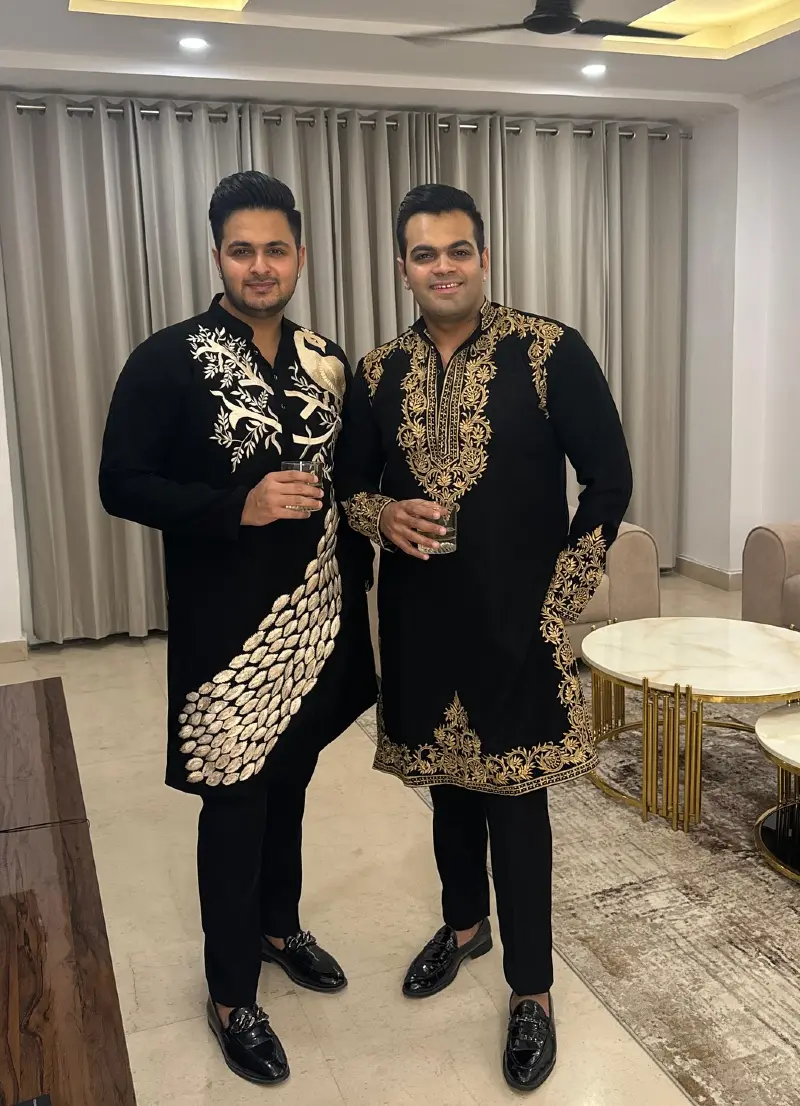 Embroidered Black Kurta Pyjama Set