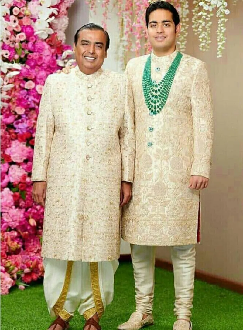 Embroidered Cream Sherwani with Dhoti