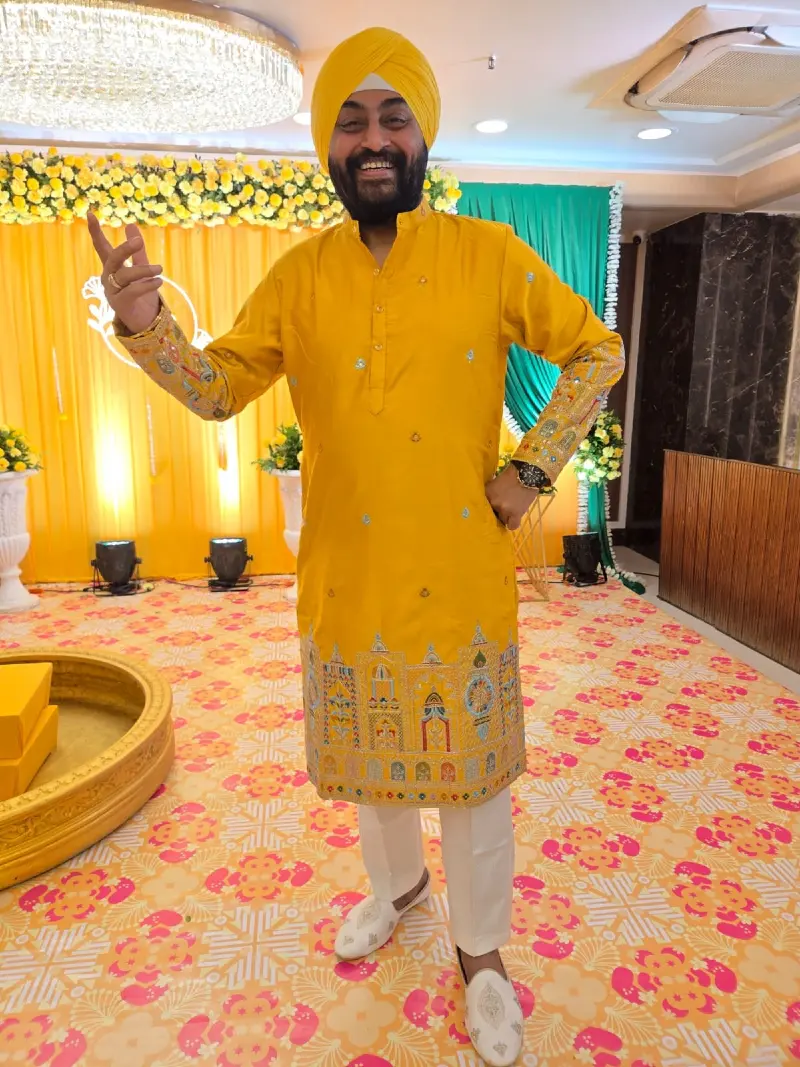 Embroidered Yellow Kurta Pajama