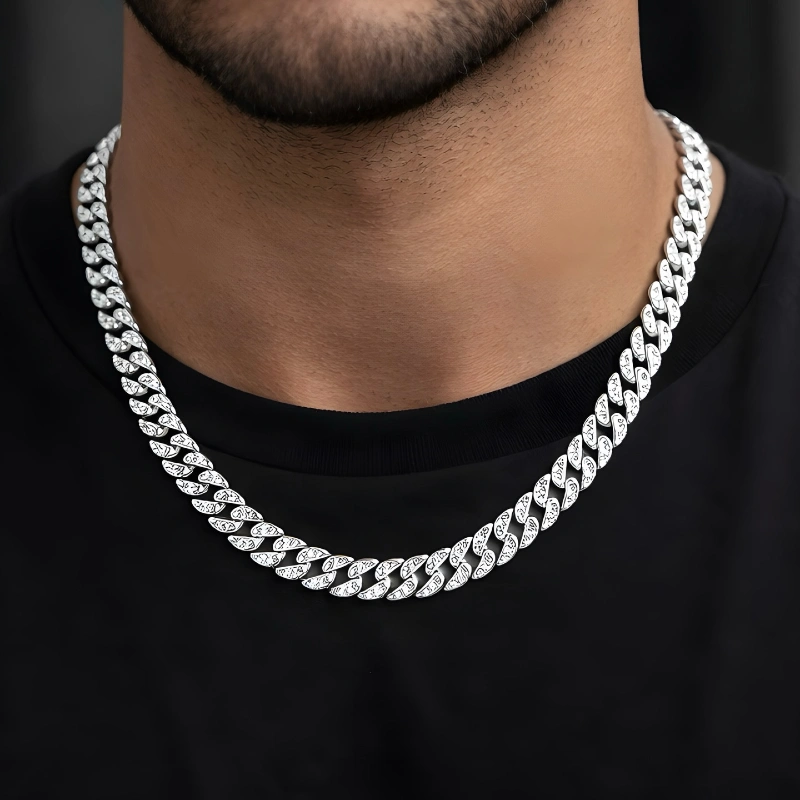 Engraved Silver Cuban Link Chain
