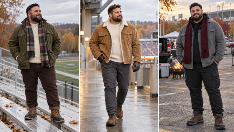 Fall Football Game Outfits for Plus Size Men That Handle Cold Bleachers