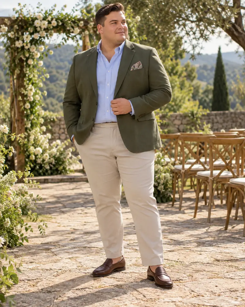 Forest Green Blazer and Light Blue Shirt