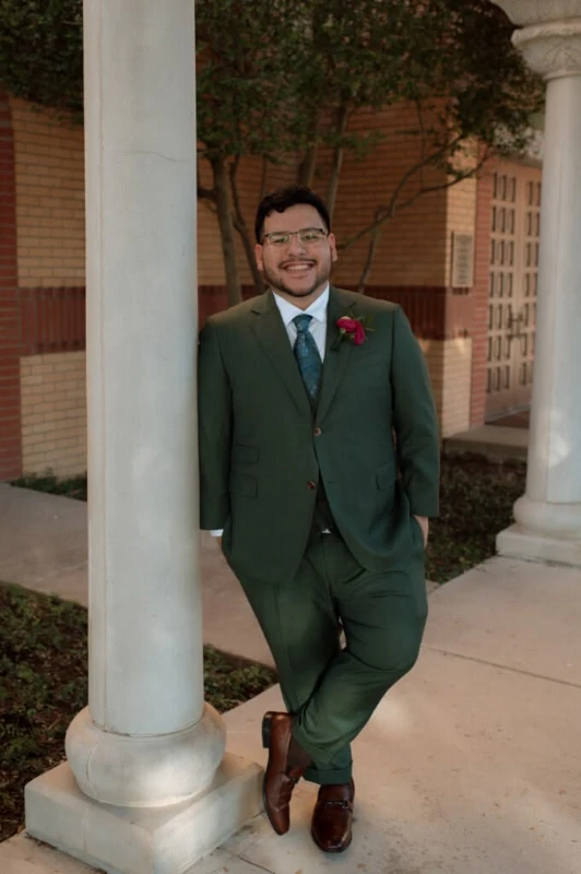 Forest Green Suit With Patterned Tie
