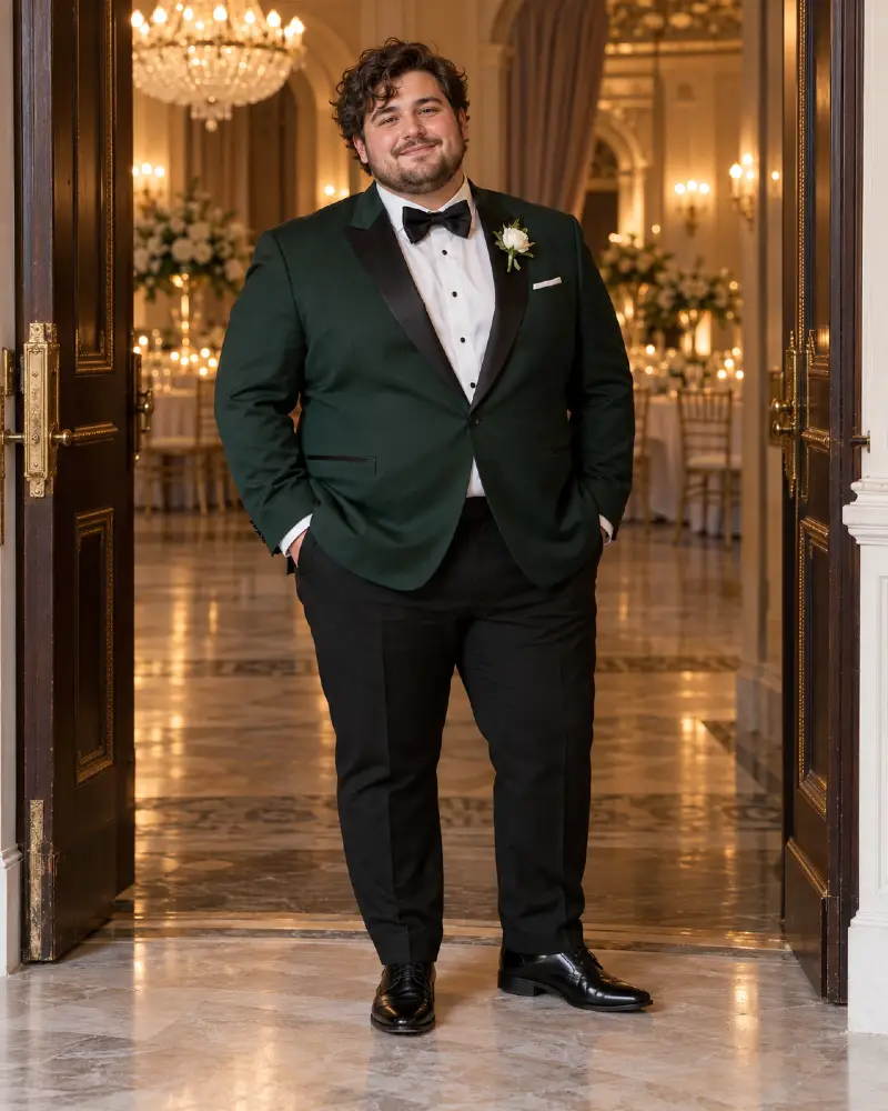 Forest Green Tuxedo Jacket With Satin Lapels