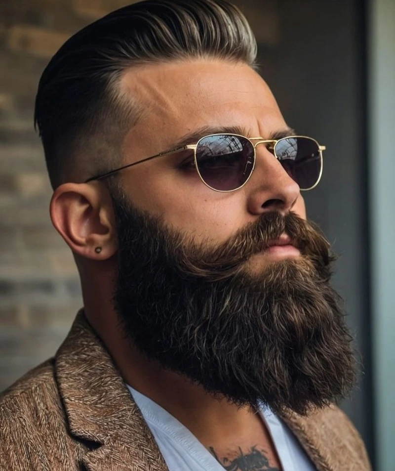 Full Garibaldi Beard with Handlebar Mustache