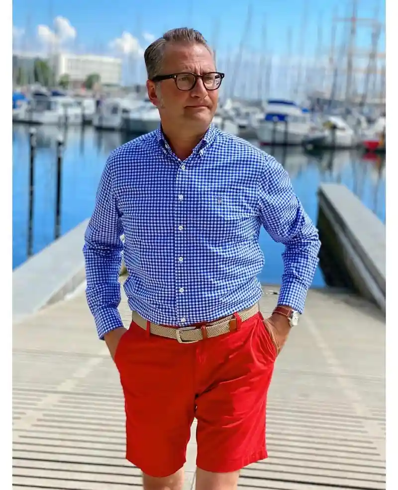 Gingham Patterns and Bright Chino Shorts