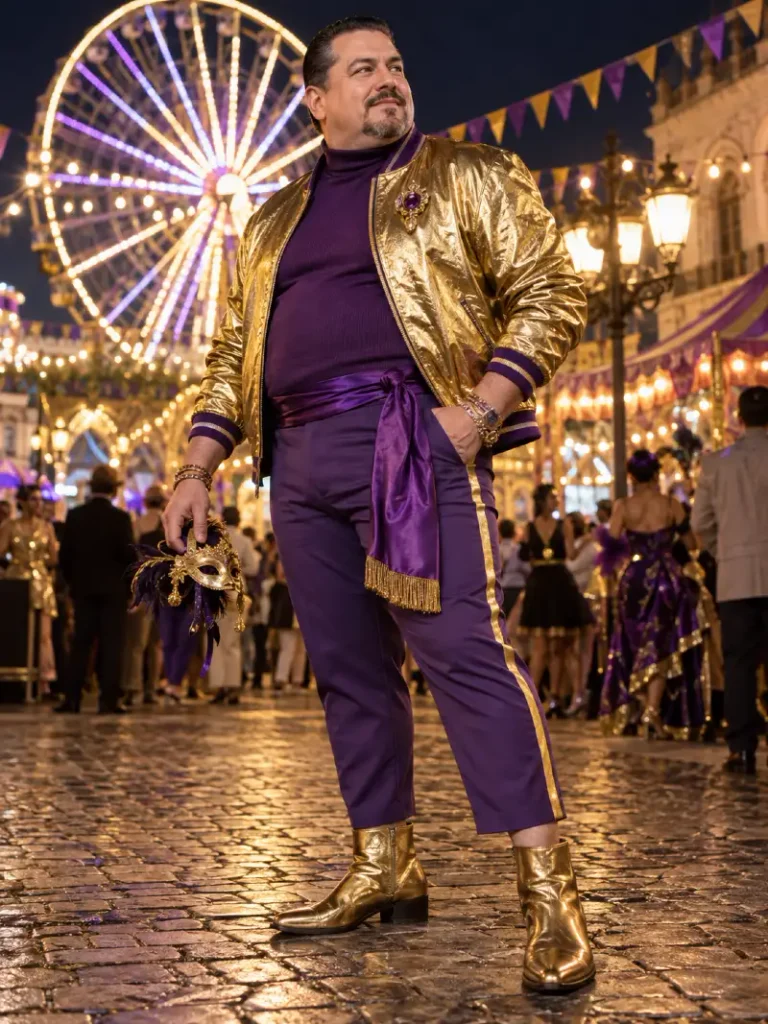 Golden Bomber Jacket and Turtleneck Night Look