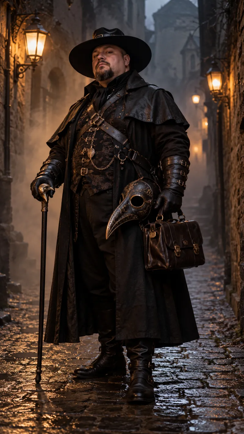 Gothic Plague Doctor Costume for Plus Size Men
