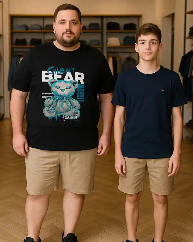 Graphic T-shirt and Khaki Shorts