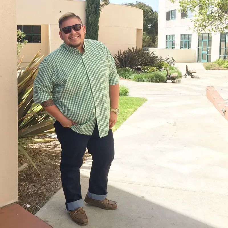 Green Gingham Shirt With Cuffed Indigo Jeans