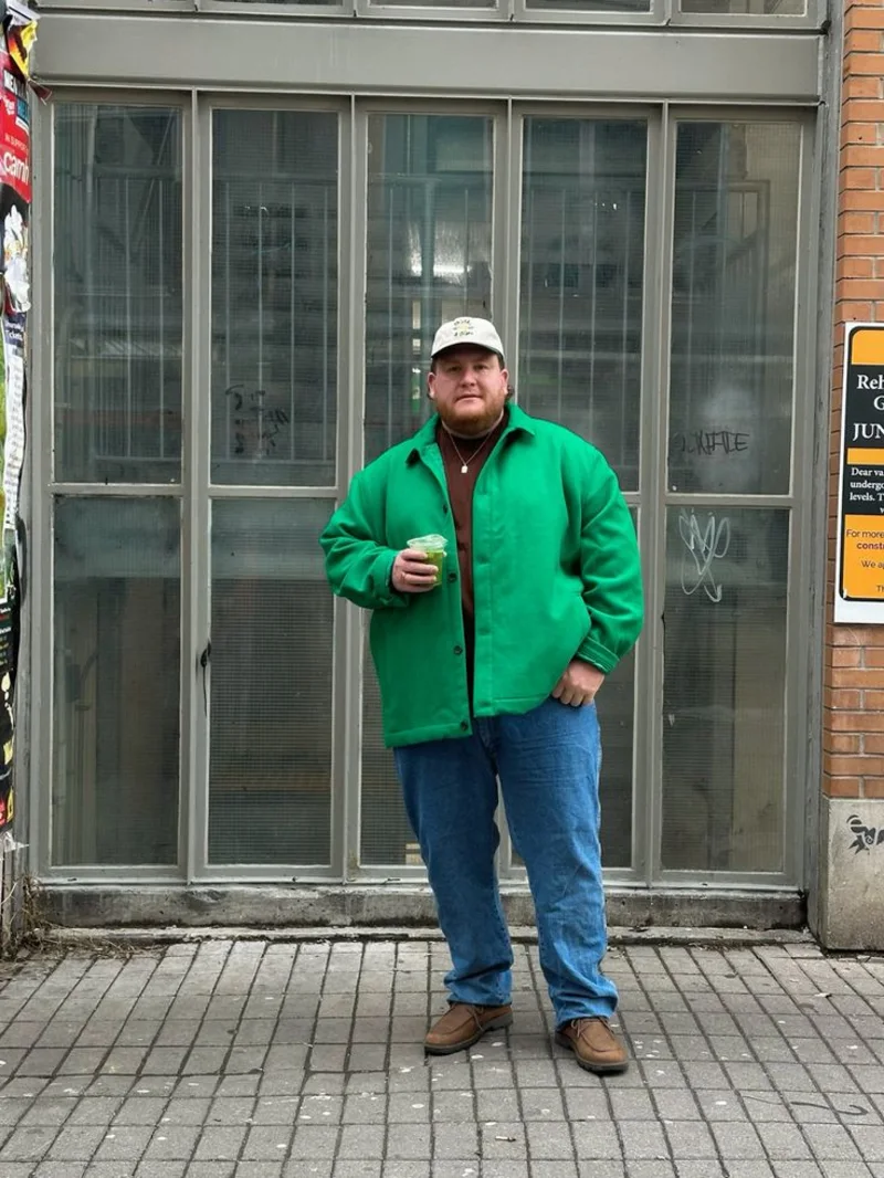 Green Jacket and Brown Mock Neck
