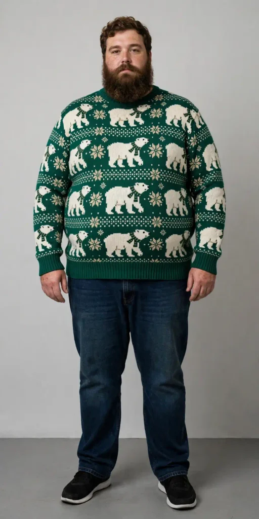 Green Polar Bear Fair Isle Knit