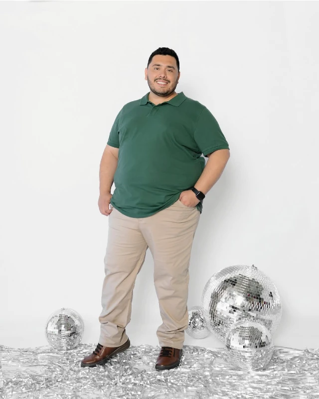 Green Polo Shirt and Khaki Chinos