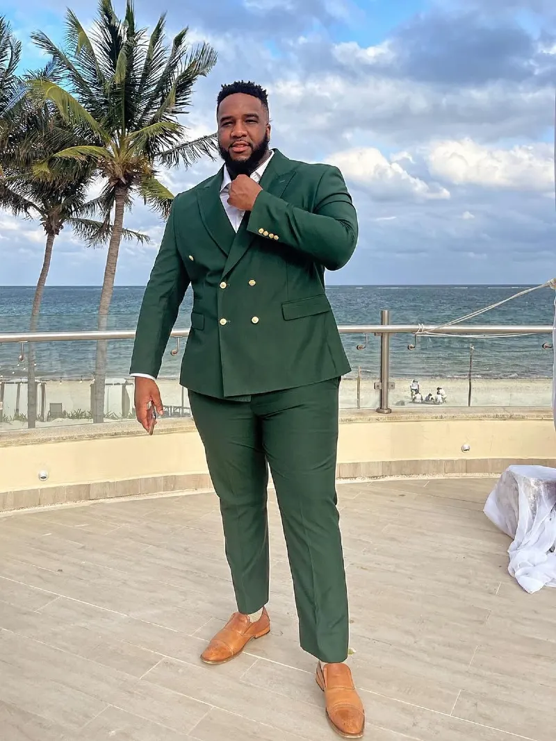 Green Suit and White Shirt