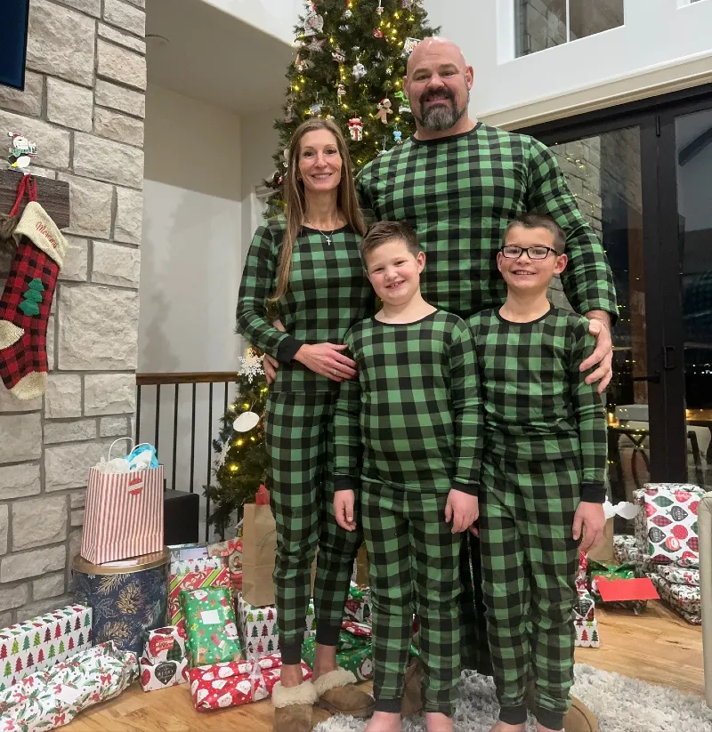 Green and Black Buffalo Check Pajama Set