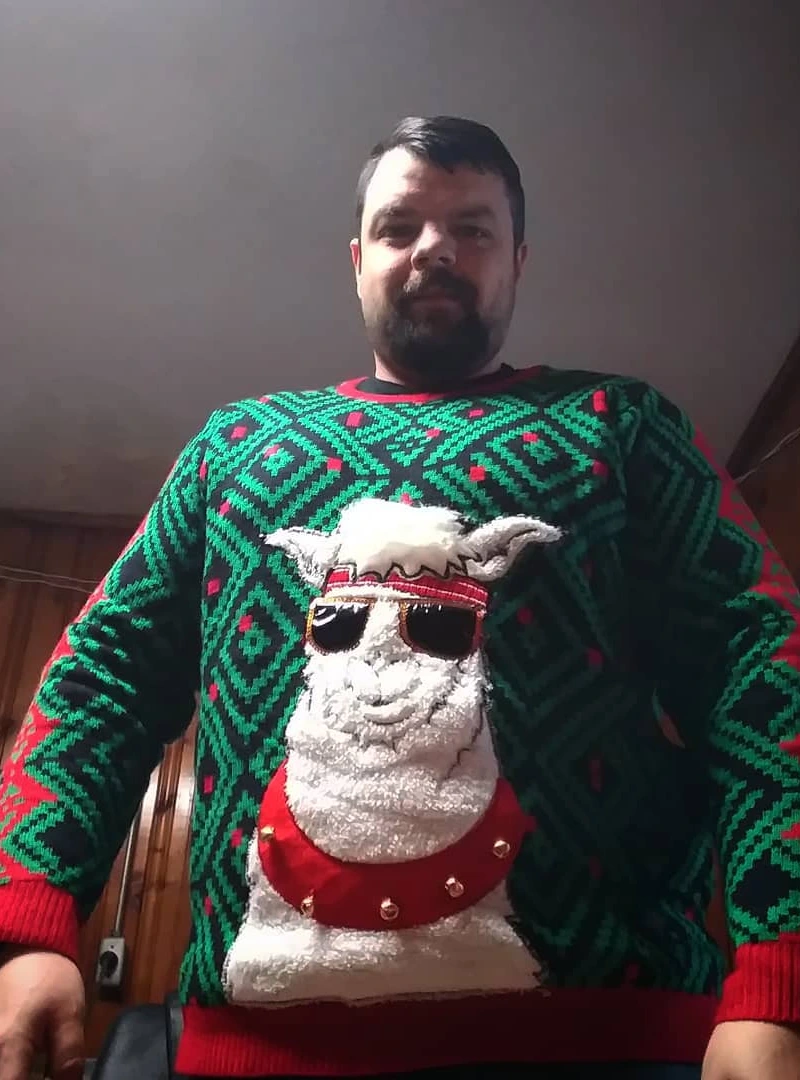 Green and Red 3D Llama Holiday Sweater
