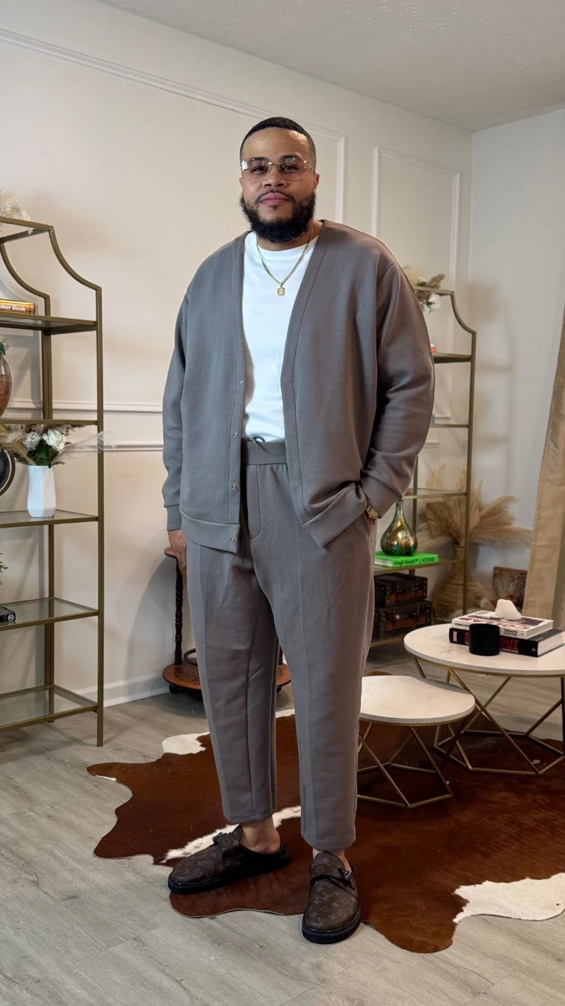 Grey Cardigan and Matching Trousers