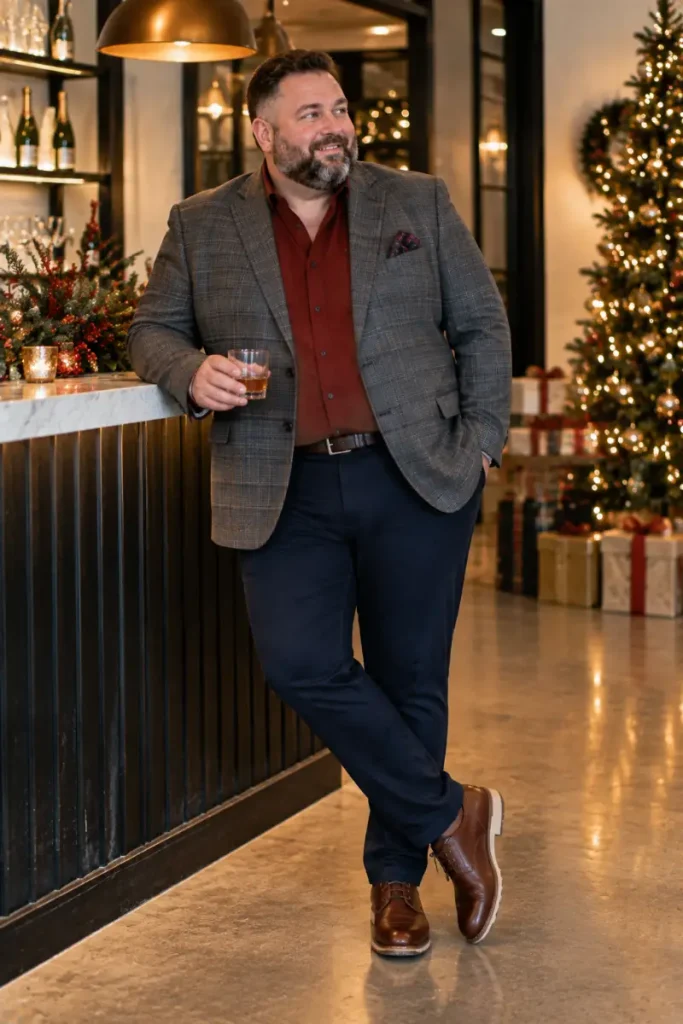 Grey Plaid Blazers and Rich Crimson Shirts
