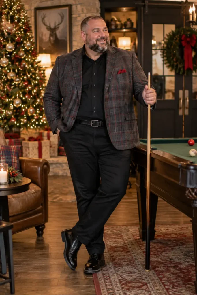 Grey Plaid Blazers and Solid Black Foundations