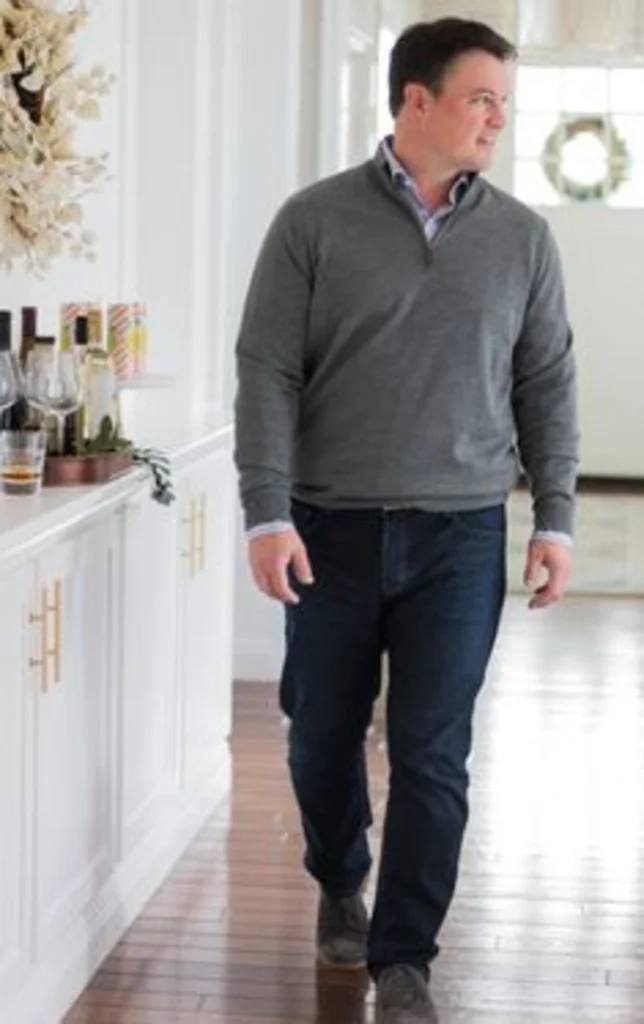 Grey Quarter Zip Over Crisp Patterned Cotton