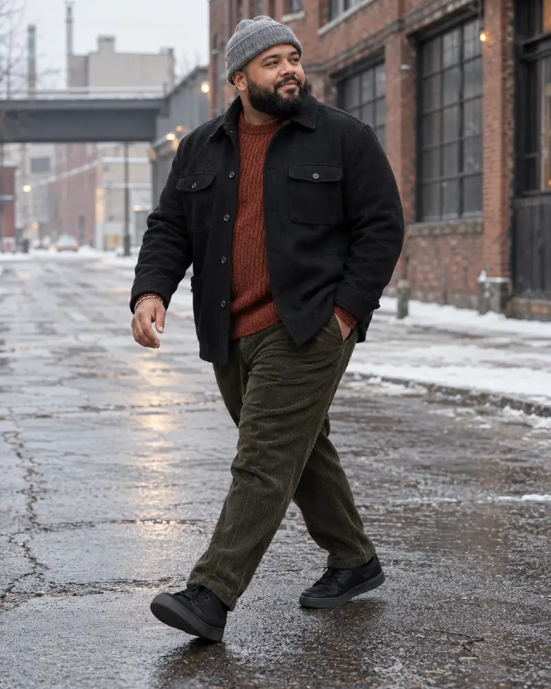 Grey Ribbed Beanie and Full Dark Beard