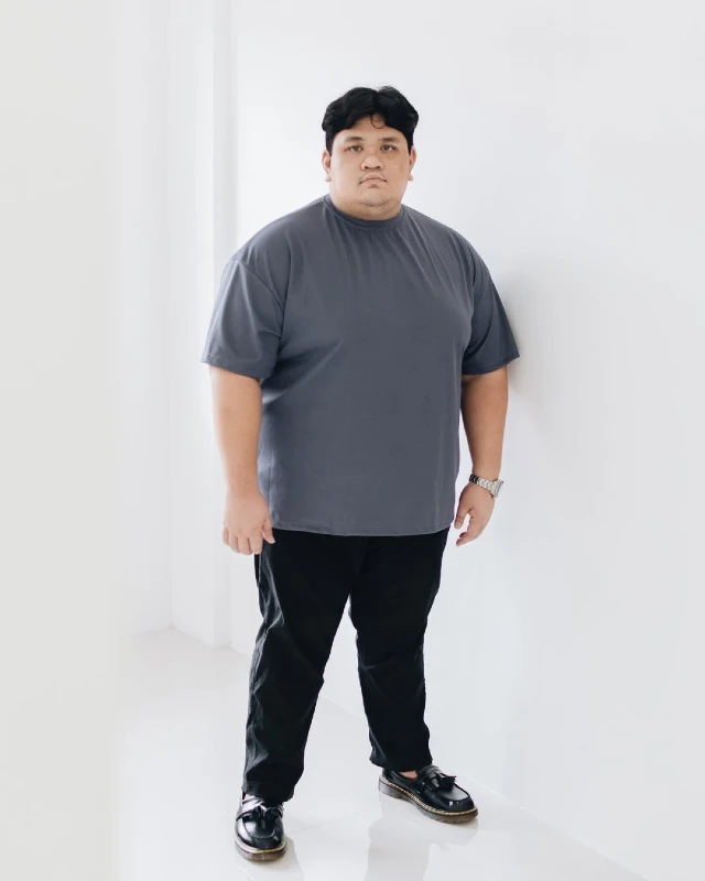 Grey T-Shirt and Black Trousers