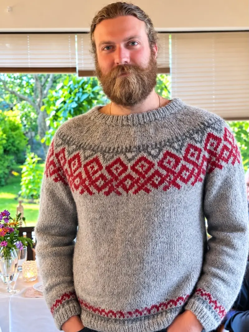 Grey and Red Nordic Crewneck