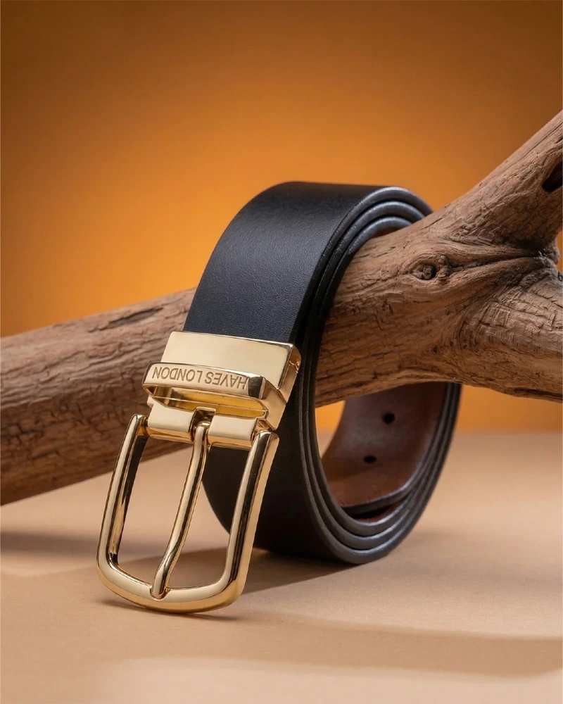 Hayes London Gold Buckle Smooth Belt