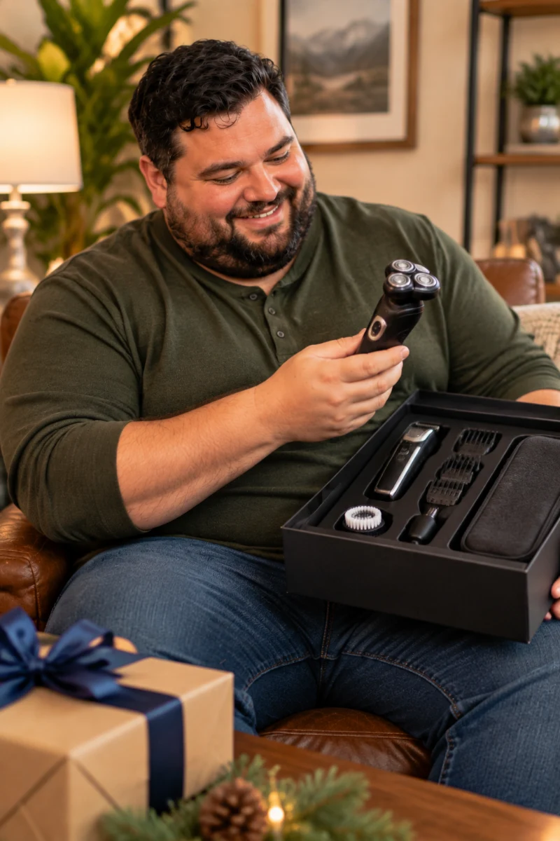 Henley Shirt, Denim Jeans, and Grooming Shaver Kit