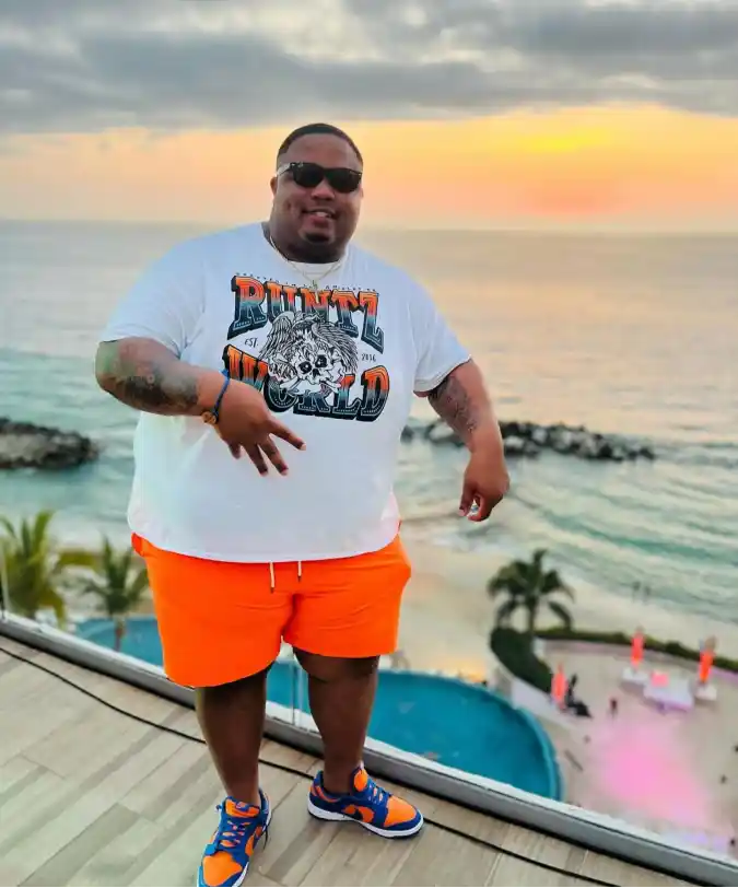 High-Impact Orange Shorts & Graphic Tee