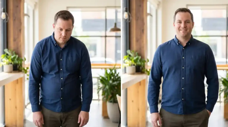 How Better Posture Instantly Makes Plus Size Men Look Slimmer and More Confident