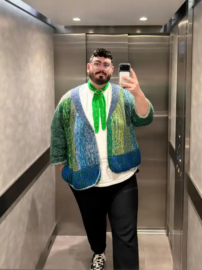 Knit Cardigan and Statement Scarf