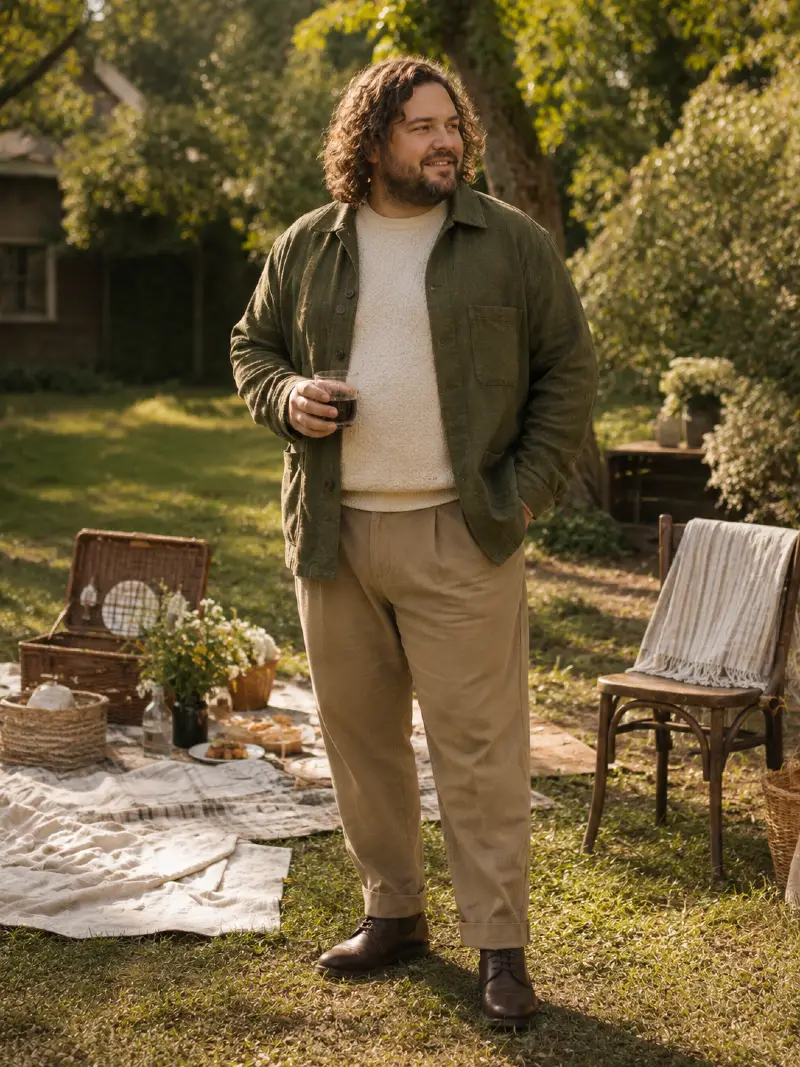 Knit Sweater, and Khaki Trousers Outfit